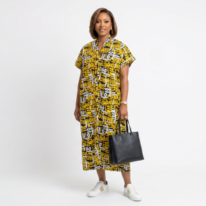 Ankara Script Midi Dress