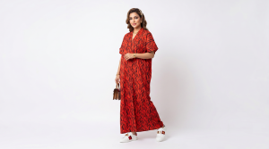 Remi Flame Print Kaftan Maxi Dress